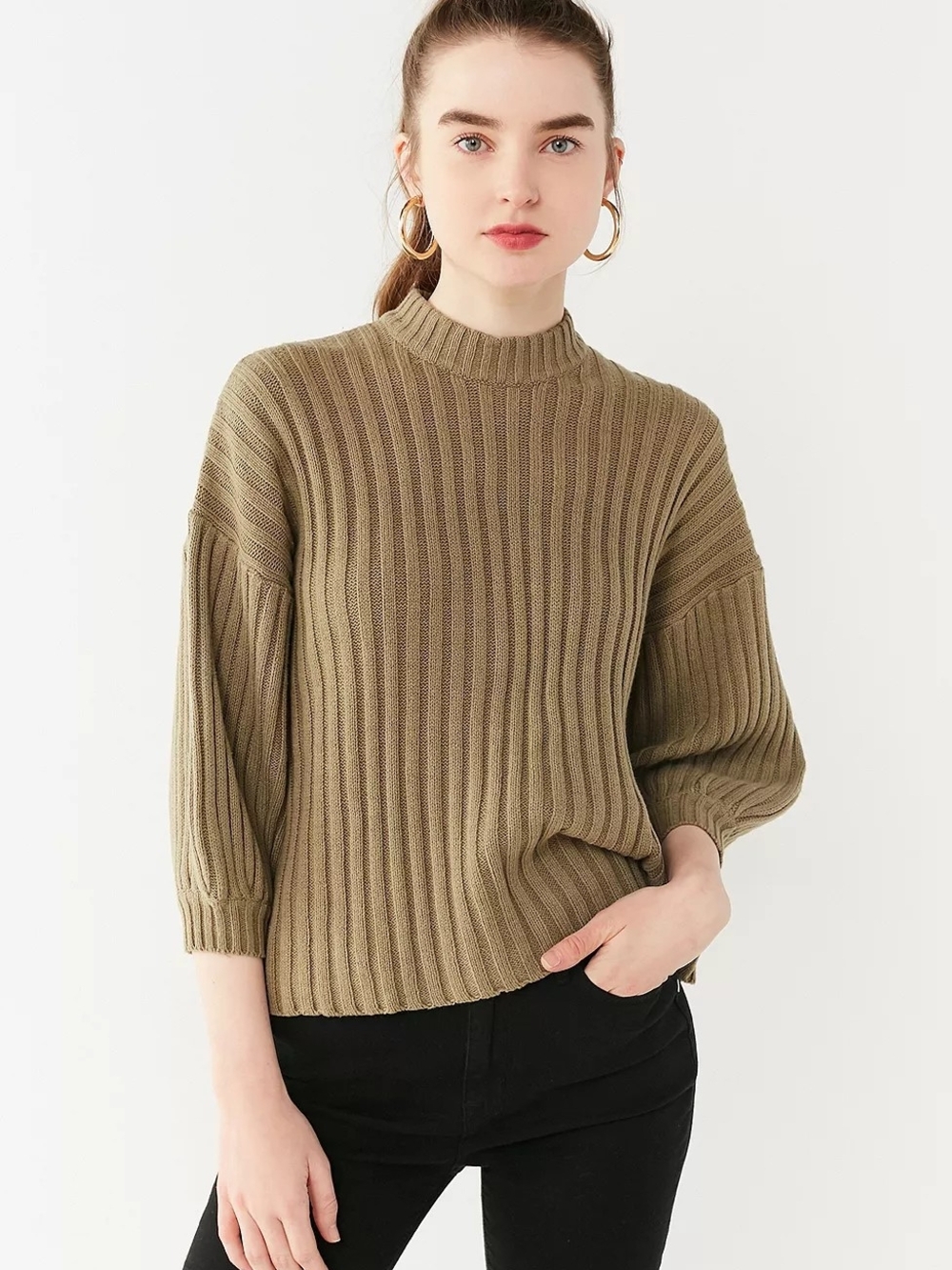 UO Olive Lou Mockneck Pullover